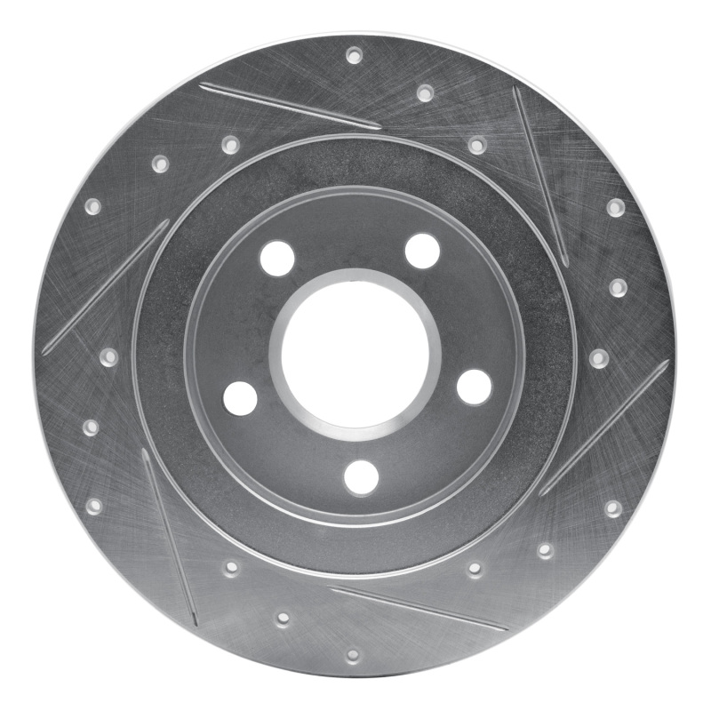 Buick Park Avenue Brake Rotor (1) - Rear Left - R1 Concepts - Drilled & Slotted - Silver - `98-`05